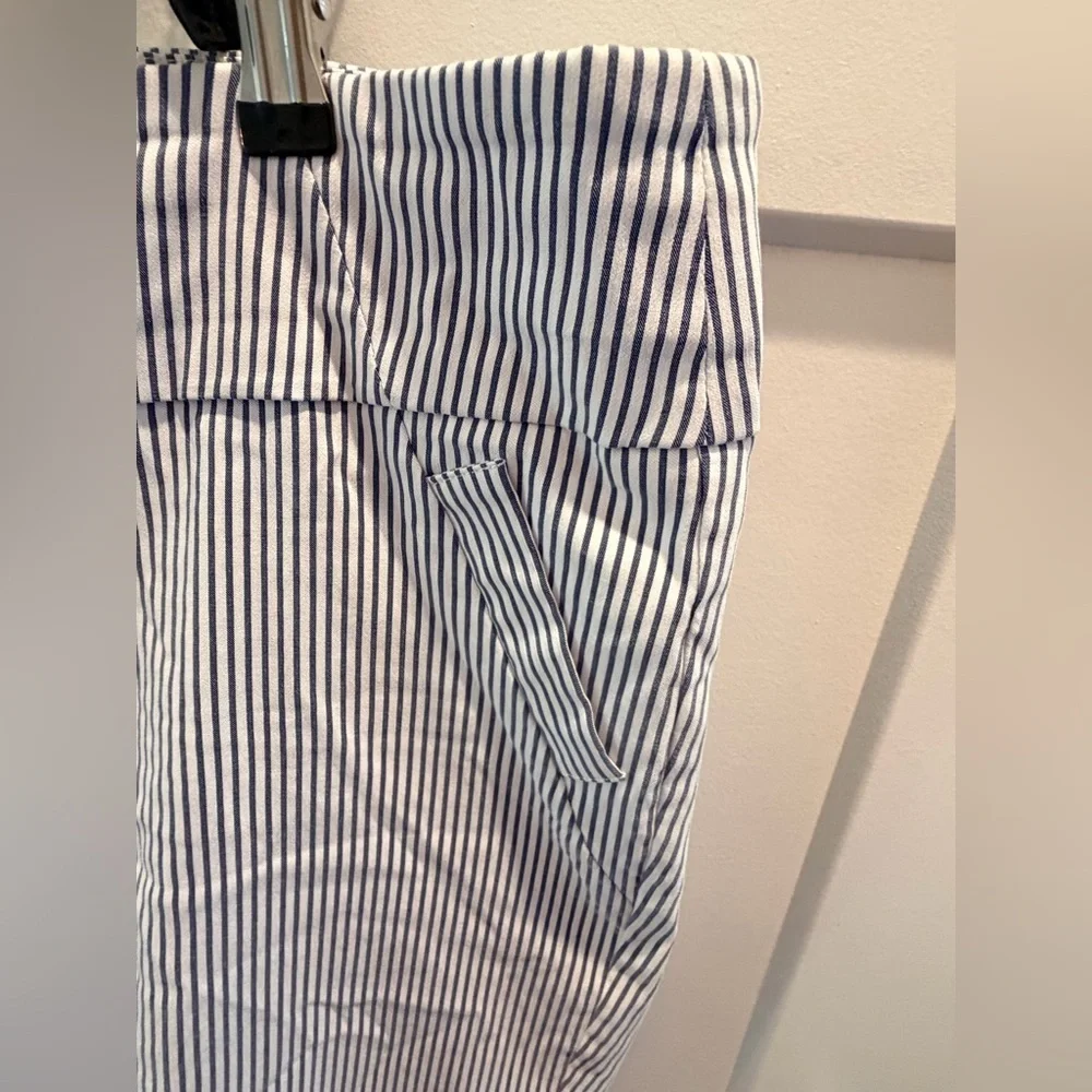 Massini Blue White Striped Pull On Pants Plus Size 3X Ankle Career